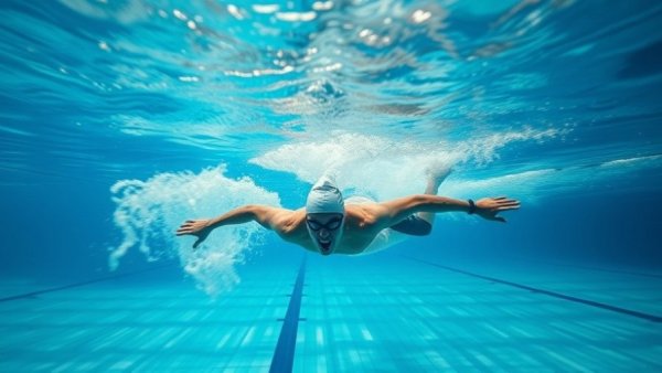 Swimmer demonstrating powerful pivoting techniques underwater.