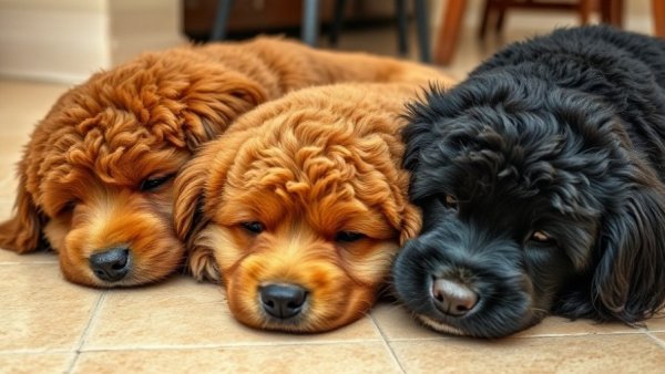 Fluffy dogs resting on tile, January local favorites.
