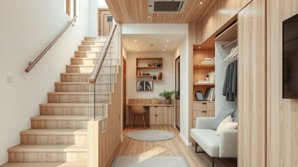 Efficient home design for small spaces with modern interior elements.