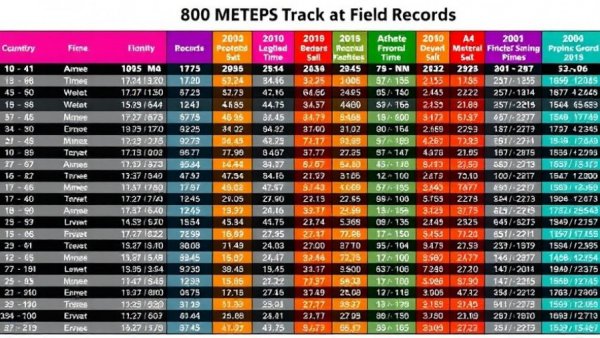Updated Track and Field All-Time Records for 800 meters, featuring top athletes and dates.