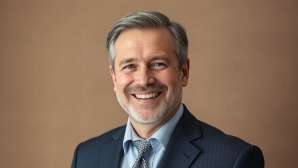 Engineering Career Leadership: smiling professional man in a suit against a subtle background.