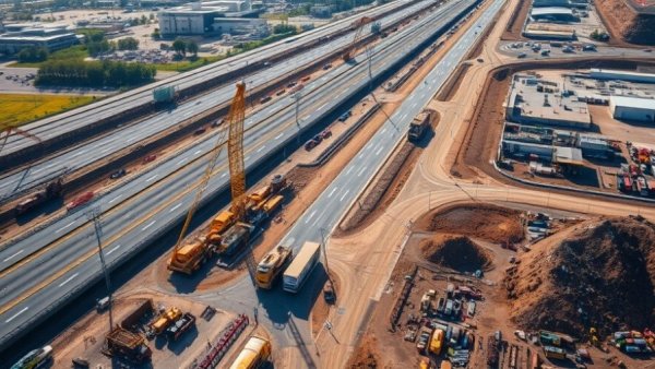 Aerial view of Hudson Tunnel Project site highlighting construction activity.