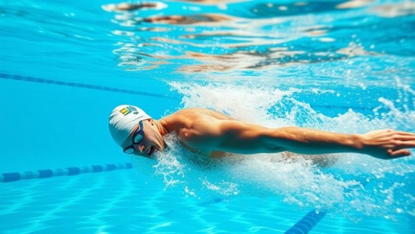Freestyle swimmer underwater focusing on breathing timing