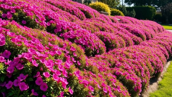 Colorful ground cover plants for sloped yards showcasing erosion control.