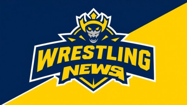Bold wrestling news logo against yellow backdrop