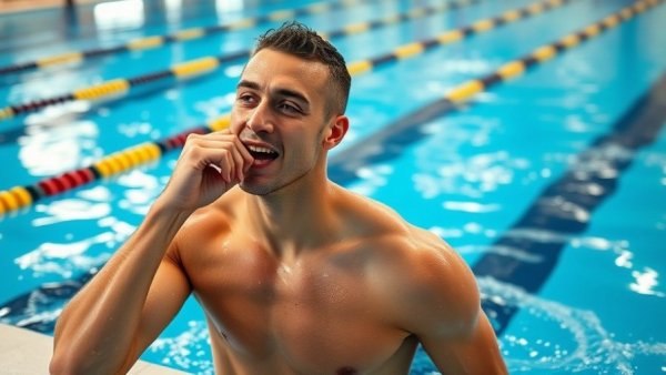 Male swimmer at poolside after race, highlighting longest-standing world records in men's swimming.