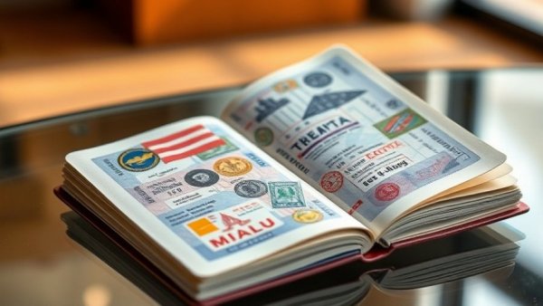 Open passport with visa stamps for visas that lead to permanent residency.