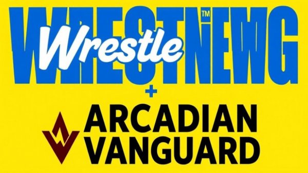 Bold graphic design featuring the Wrestling News and Arcadian Vanguard logos, related to AEW Dynamite Ratings.
