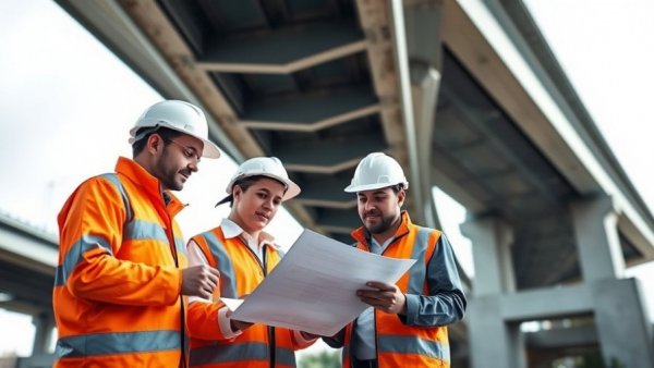 Construction professionals using AI tools for project management on-site.