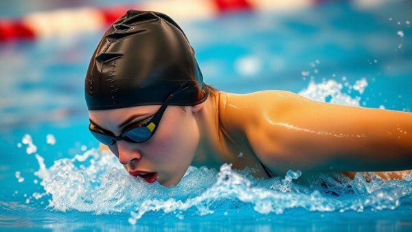 Arkansas women's swimming victory captured mid-butterfly stroke.