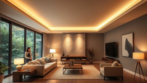 Modern living room with dramatic lighting ideas