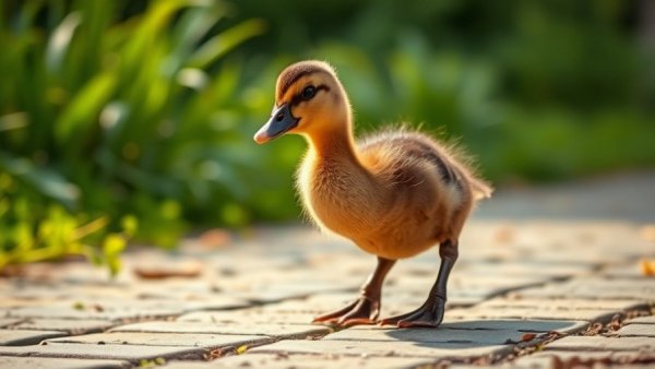 Trailblazer Courage: Confident duckling stepping forward.