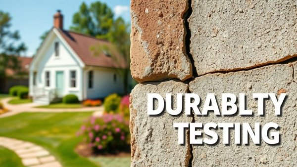 Cracked wall next to wooden cottage, durability test.