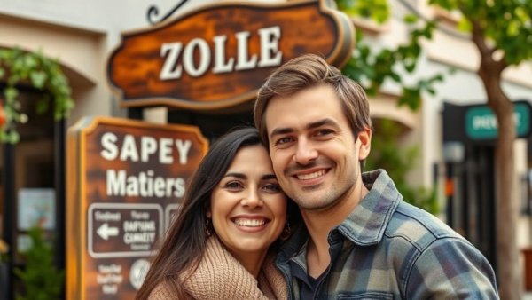 Happy couple in front of Smile Visa sign for Retirement Visa in Thailand.