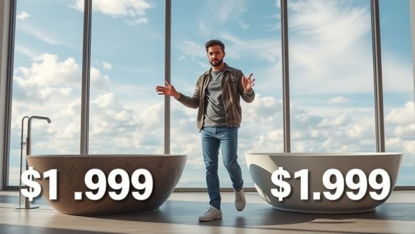 DIY Foam Board Bathtub comparison image in modern interior.