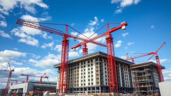 Construction site with cranes symbolizing AI boom in electrical contracting.