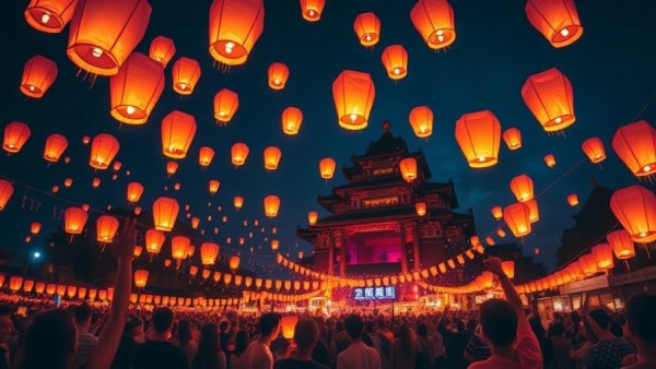 Thailand festivals you can’t miss, vibrant lantern celebration, nighttime.