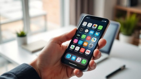 Smartphone displaying apps in hand in front of laptop, All-in-One Personal Finance Apps.