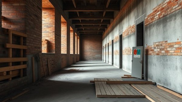 Unfinished corridor interior design transformation.