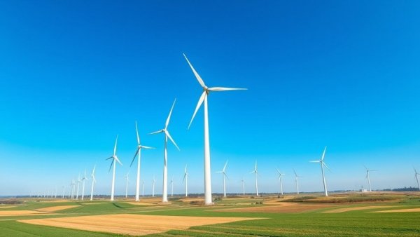 ESG investments news: wind turbines in a green field under blue sky.