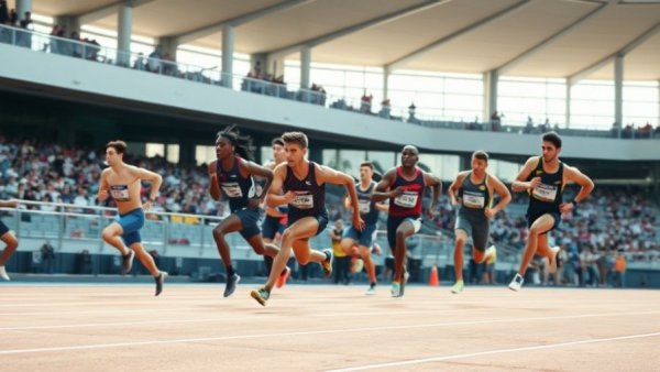 60M track and field sprint competition showing intense dynamic shift.