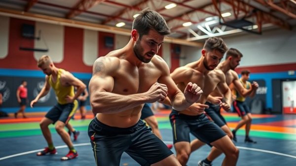 Trent Hidlay and Zahid Valencia training in wrestling gym