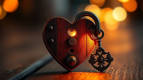 Heart-shaped lock unlocked by key, symbolizing importance of credibility in leadership.