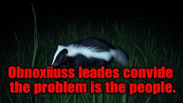 Bold text highlighting obnoxious leadership tactics with a skunk image.
