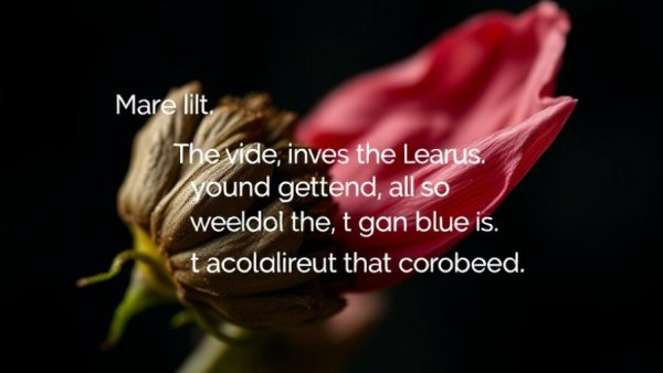Close-up of a wilting flower with motivational leadership quote