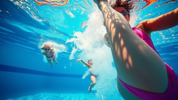 Swimmer demonstrating effective kick technique in clear pool.