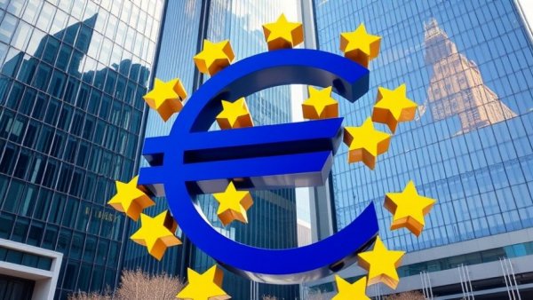 Euro symbol sculpture in urban setting symbolizes ESG compliance.