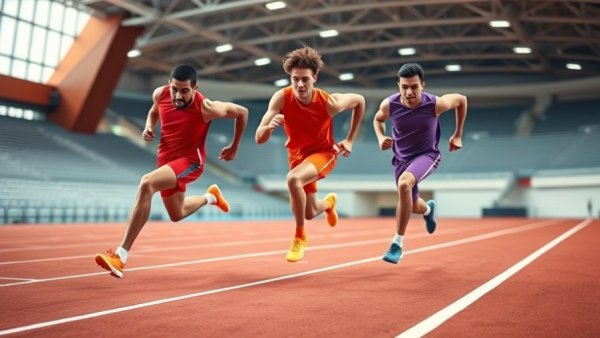 Khaleb McRae in intense 400m race sprinting indoors.
