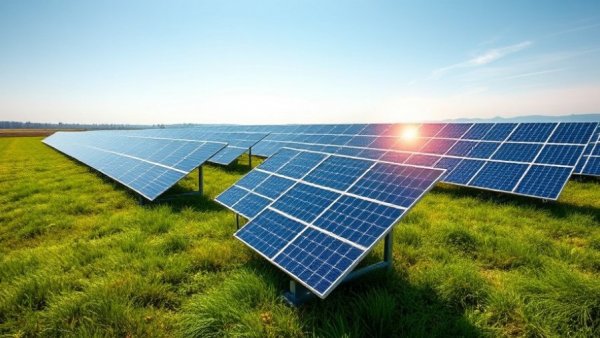 Solar panels in a field representing Lydian Energy's $689 million solar battery projects.