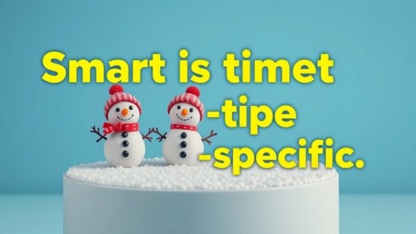 Snowmen with 'Smart is time-specific' text on blue background