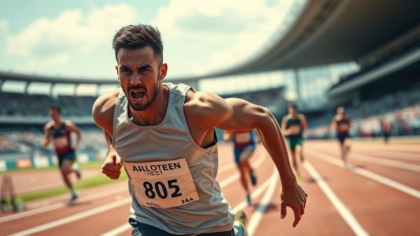 Unranked athlete's intense finish at track event.