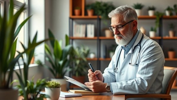 Doctor consulting with patient about benefits of combining medication and therapy.