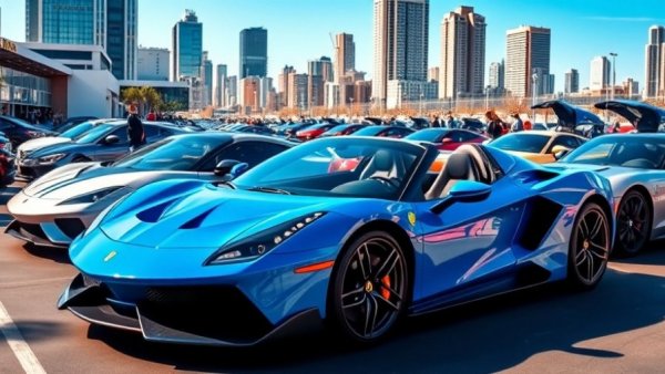 FuelFest 2026 Qatar: Blue sports car at a vibrant car event