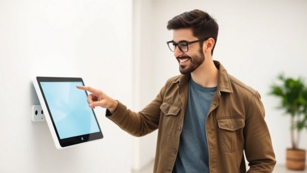 Affordable smart home upgrades in Charlotte NC: man with e-ink display.