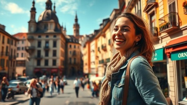Southern France cityscape with travel enthusiast; explore travel alternatives.
