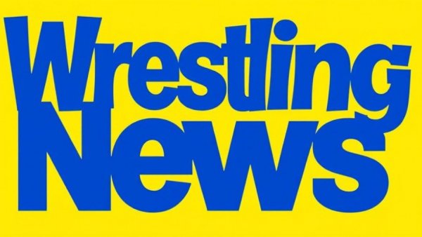 Wrestling News logo on vibrant yellow background, February 23 2026.
