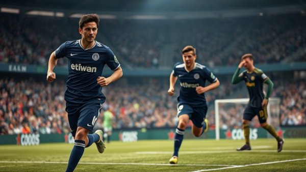 PSG Champions League advancement celebration on the field.