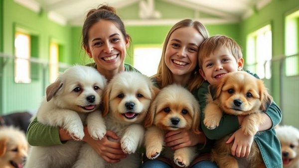 Furkids Sanctuary Qatar: Kids and woman with dogs at sanctuary.