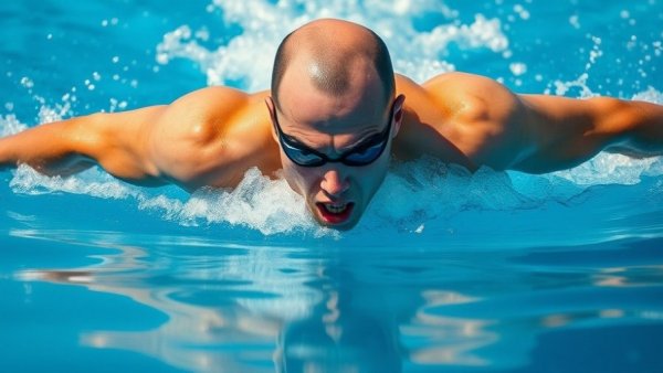 Focused swimmer competing in Big Ten Men’s Swimming Championships