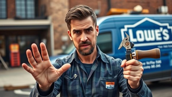 Best affordable DIY toolkits Asheville NC homeowners, man with tools and Lowe's van.