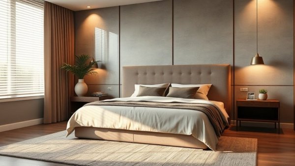 Modern bedroom with innovative lighting, showcasing home innovation technologies.