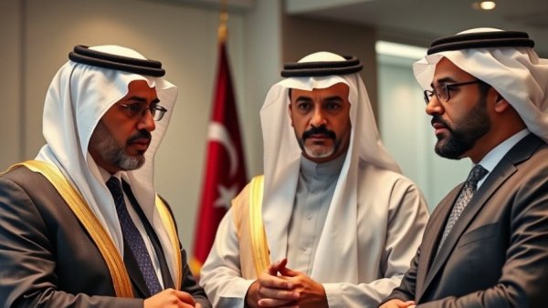 Qatari officials discuss GCC Iranian Aggression Response in a meeting.