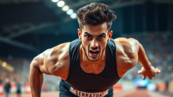 Jordan Anthony Crown Sprint Hierarchy athlete racing intensely in track event.