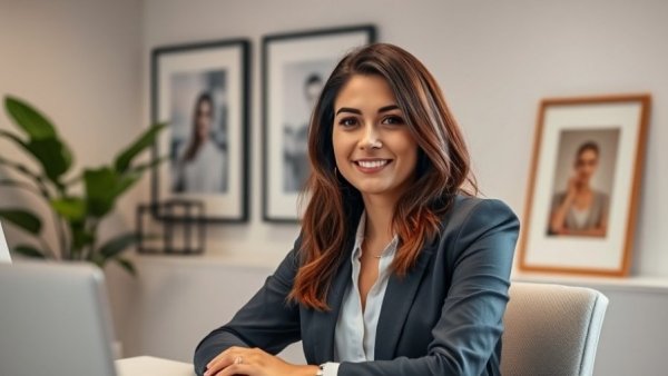 Confident businesswoman explains working remotely abroad.