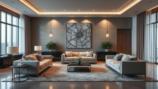 Futuristic living room design ideas for 2026 in neutral tones.