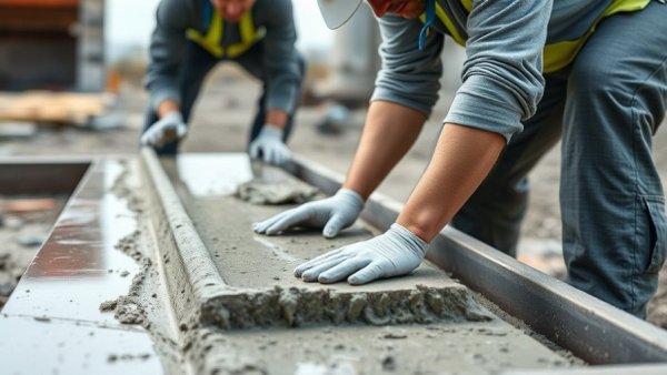 Construction workers smoothing cement for Get paid faster in construction.